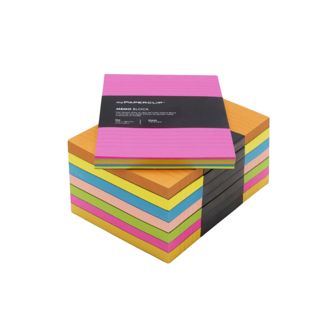 Buy Memo Blocks - 100 Sheets of Colored Top Glued 80 GSM – myPAPERCLIP ...
