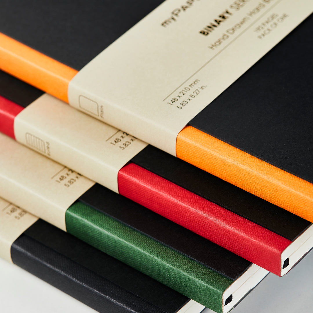 Buy A5 Black Hard Cover Notebook Online - Coloured Spine 192 Pages | 80 ...
